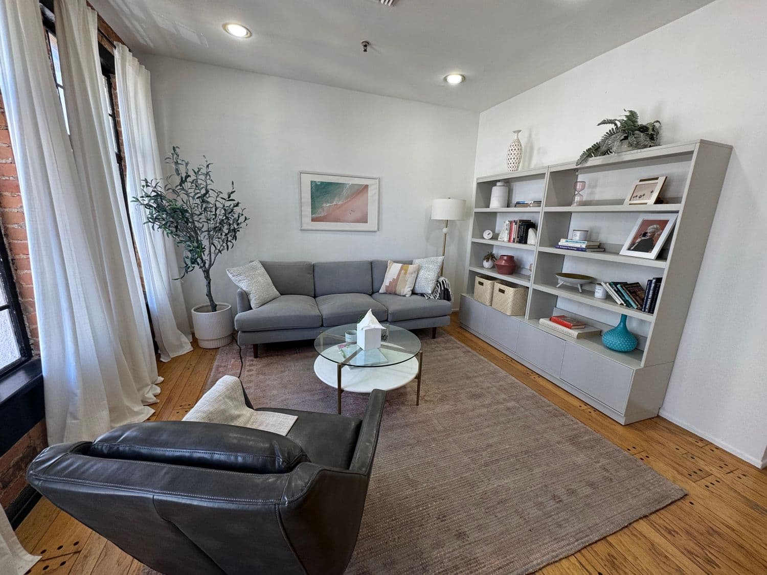 Therapy office waiting area - private and comfortable setting